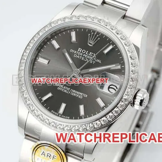 ARF FactoryRolex log 1:1super cloneblack dialdiamond bezel31mm three grid link278289braceletlive photos