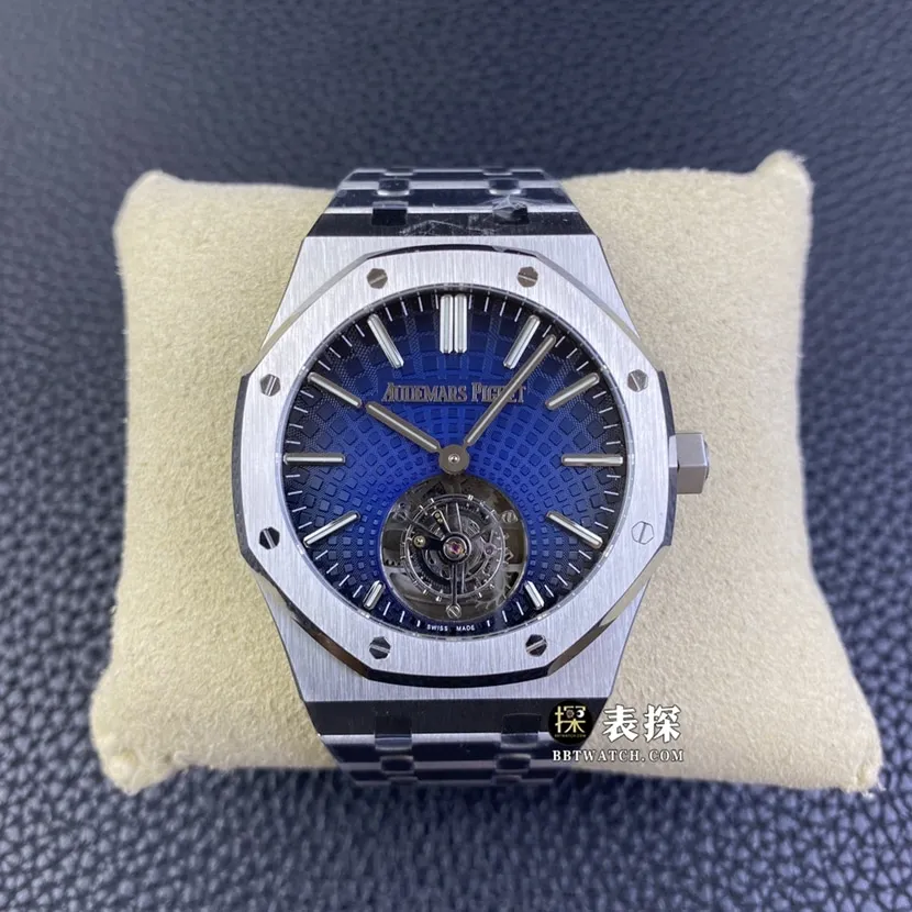 R8 factory Audemars PiguetRoyal Oak1:1super watch men's smoked blue dialtourbillonsteel bracelet pictures and prices braceletlive photos