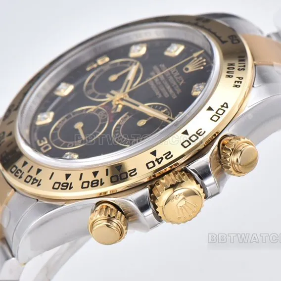 Factory C Rolex Daytonatop-tier 1:1super cloneblack dial gold steel bracelet model m116503-0008front live photo