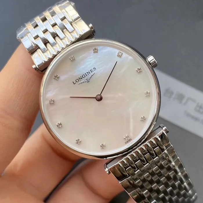 top-tier watch Longines couple watch white dialsteel bracelet Jialan series quartz watch side view