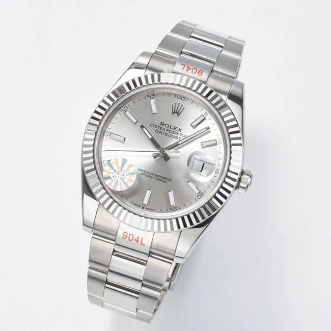 WF factory top-tier replicaRolex41mm log series silver dialsteel bracelet watch clasp picture