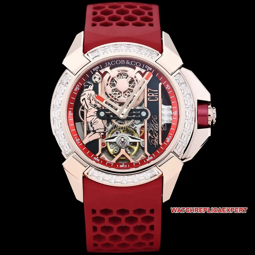 TW factory Czech Leopard top-tier high-quality C Ronaldo CR7 co-branded customized diamond bezel red rubber model front live photo