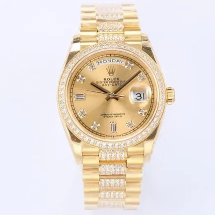 EWtop-tier watch Rolex men's gold plate gold band automatic movementday displayDatejust watch back cover picture