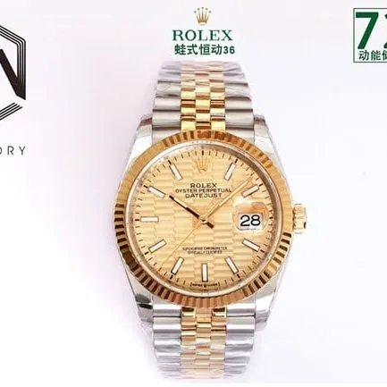 EW Factorytop-tier replicaRolexautomatic movementsteel braceletOyster Datejust36 series men's gold plate gold belt watch clasp picture