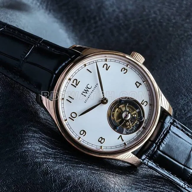 collectible watch TUR factory IWC Portugal rose goldwhite dialtourbilloncaseback live photo