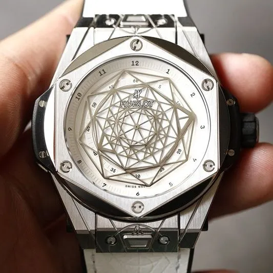 Hublot top high-quality watches BigBang series tattoo men's mechanical white disk watch back cover figure