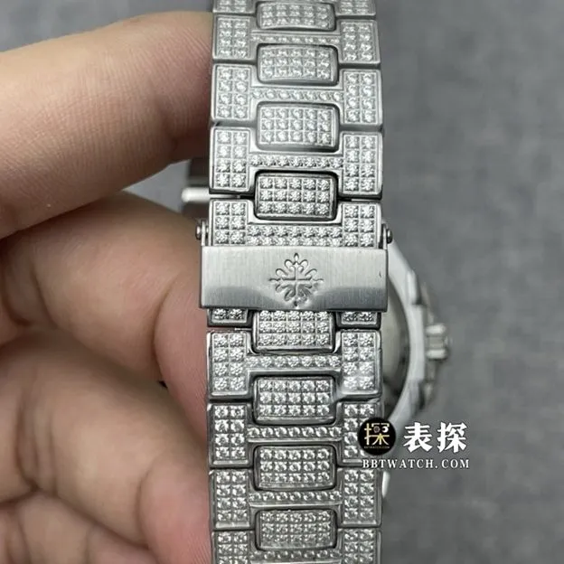 Patek Philippe watch men's Nautilus full diamond steel bracelet model pictures and prices side live photo