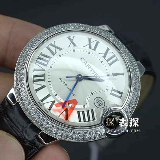 V6 factory Cartier blue balloon WE9009511:1super watch men's silver white dialleather strap model pictures and prices braceletlive photos