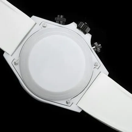 TW factory top-tier replicaRolexsuper men's white dialrubber strapDaytona series full automatic movement watch front view