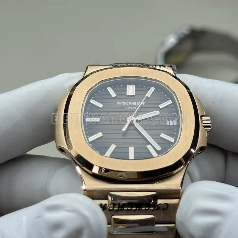 Patek Philippe collectible watch BBF factory Nautilusrose gold coffee tray 324movementsteel bracelet caseback live photo