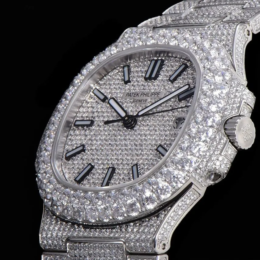 TW factory Patek Philippetop-tier watch men's white dialsteel braceletNautilus series mechanical detail shots