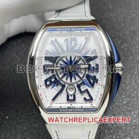 1:1replica watch V45 Franck Muller ABF factory white dial white leather braceletfront live photo