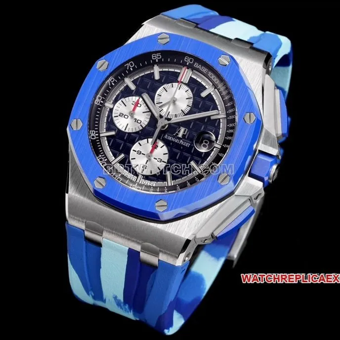 TW factory Audemars PiguetRoyal Oak offshore top-tier 1:1high-quality replicablue dial rubber model 26400front live photo