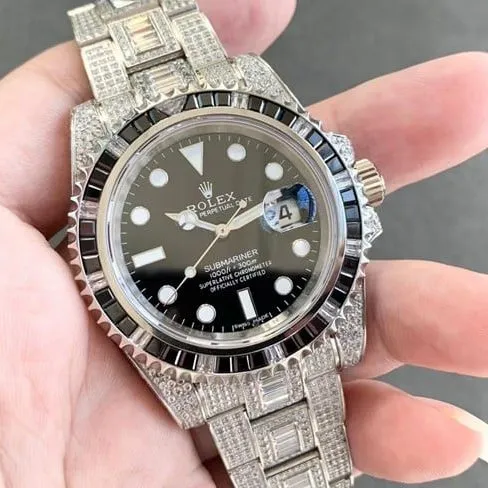 Rolextop-tier watch men's black dialsteel bracelet fully automatic movementSubmariner watch side view
