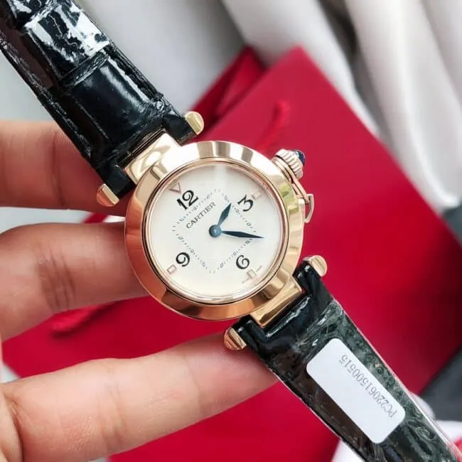 top-tiersuper cloneCartier model 1 black rose gold ladies watch bottom cover picture