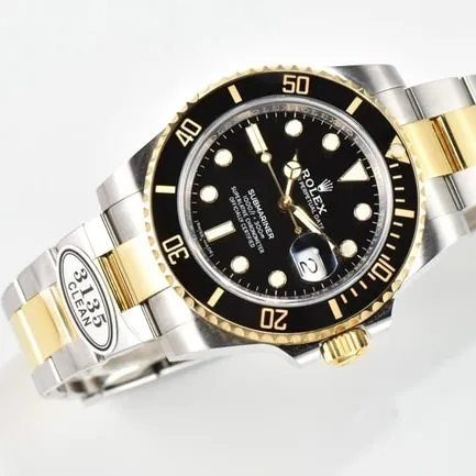 CLEAN Factory Rolex top-tier watch men's black dial gold band top-tier mechanical watch back cover picture