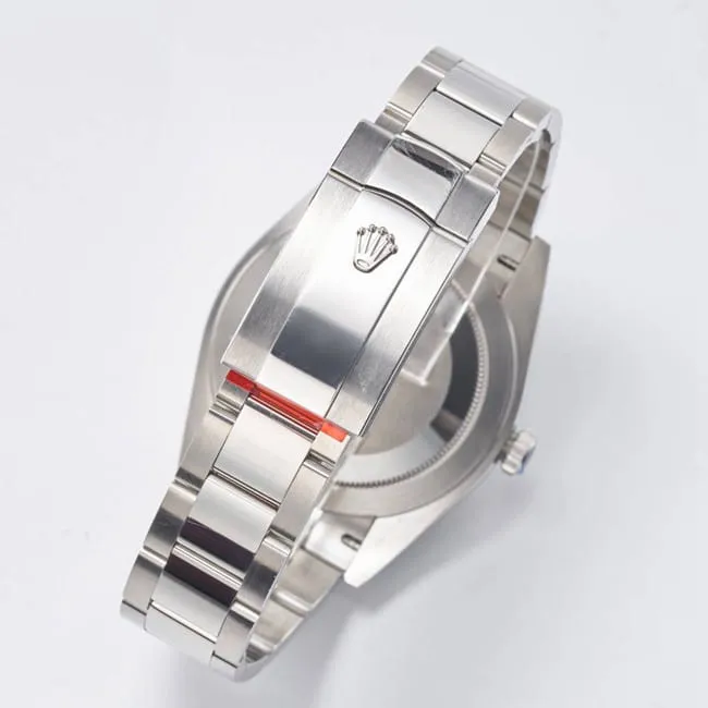 WF factory top-tier replicaRolex41mm log series silver dialsteel bracelet watch side view