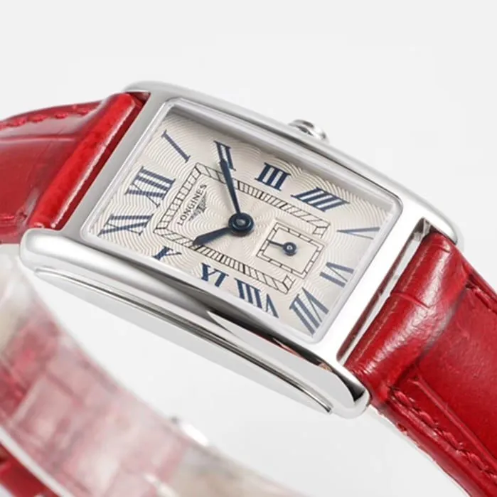 top-tier watch Longines women's white dial Dai Zhuowina series leather strap watch front view