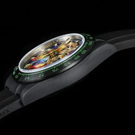 TW factory Rolextop-tier watch men's black dialrubber strap full automatic movement side view