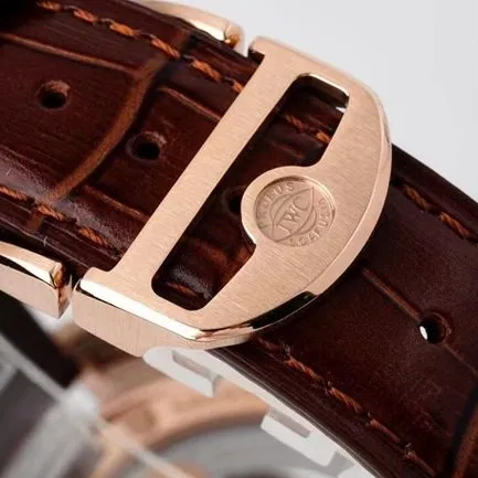 ZF FactoryIWC top-tier watch men's white dial brown belt new Portugal series automatic movementleather strap watch clasp picture