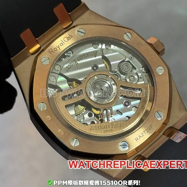 PPM Factory Royal Oak AP Blue Dial Rose Gold Leather Strap collectible Watch Actual Weight Photos