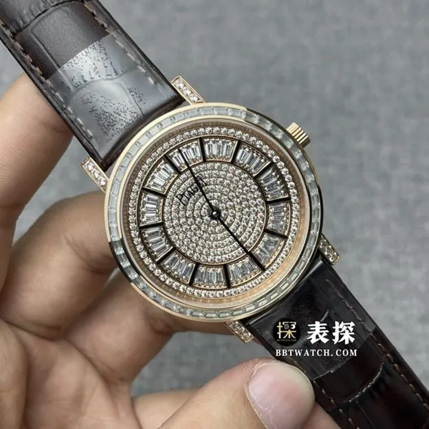 UU factory Piaget top-tier watch men's full diamond plate leather strap model pictures and prices caseback live photo