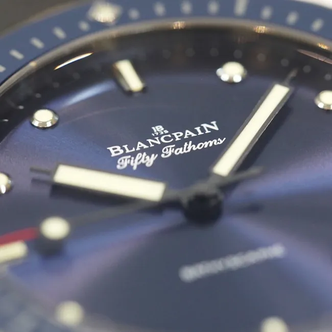 top-tier watch Blancpain men's blue dial nylon strap fifty fathom series watch movement picture