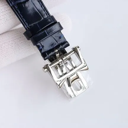 top-tier watch Vacheron Constantin men's white dial blue belt heritage series leather strap automatic movement watch detail shots