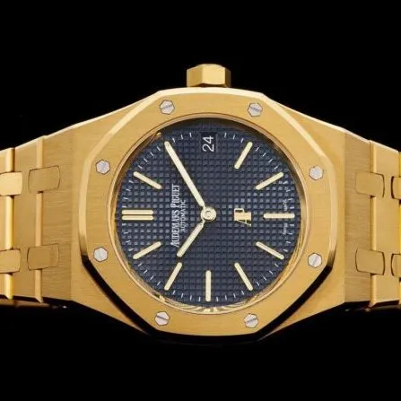 top-tier watch Audemars PiguetRoyal Oak15202 two-hand mechanical movement gold plate blue bottom men's watch movement picture