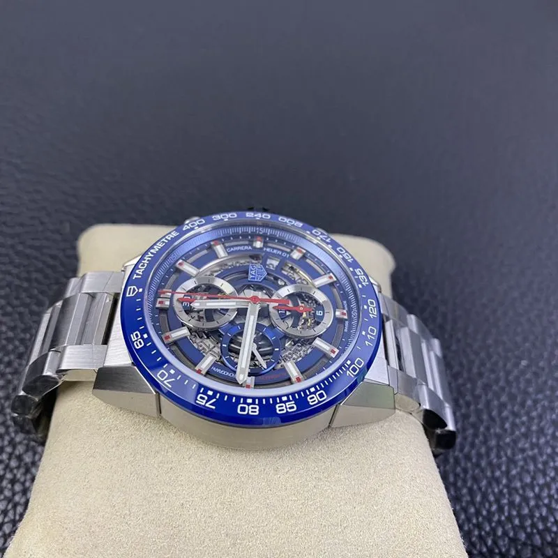 TAG Heuer watch Carrera-new cool blue face hollow mechanical men's watch movement picture