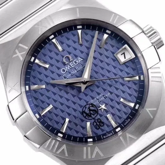 replicaOmega temperament blue dial date display vs constellation temperament 8500 mechanical watch front view
