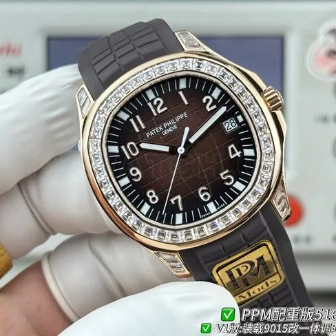 Patek PhilippePPM factory collectible watch Aquanaut dark brown disk diamond bezel5167 thickness live photos