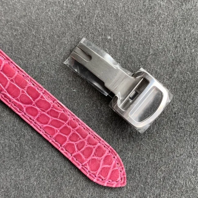 K11 factory top-tier watch Cartier women's tank series pink plate pink belt watch front view