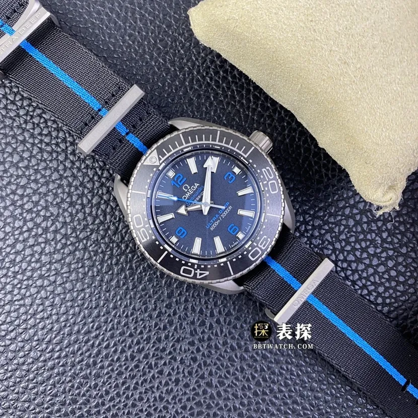 SBF factory OmegaSeamaster1:1super watch men's black dialleather strap model pictures and prices side live photo