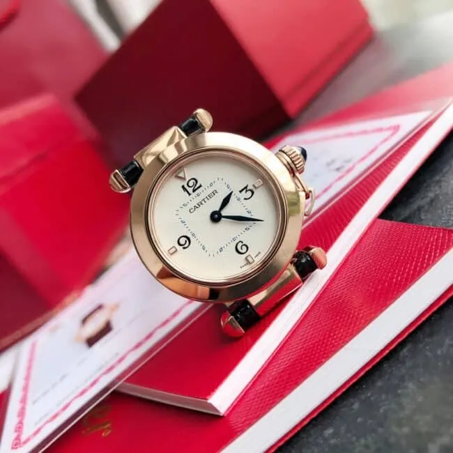 top-tiersuper cloneCartier model 1 black rose gold ladies watch clasp picture