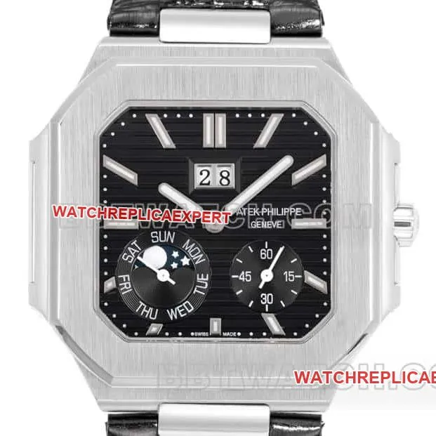 3K FactoryPatek PhilippeCUBITUSsuper cloneblack dialleather strap style 5822braceletlive photos