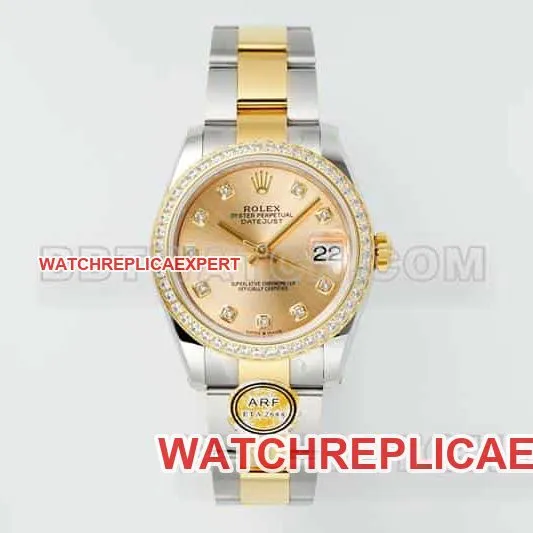 ARF FactoryRolex log top-tier gold plate diamond bezel31mm gold three-lattice chain link 278383front live photo