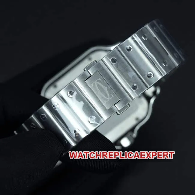 BV Factory Cartier Top Watch Men's White Dial Steel Band New Santos Automatic Mechanical Front View