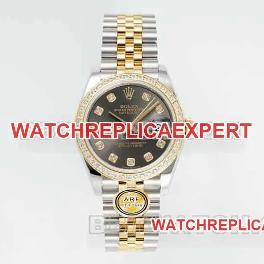 ARF FactoryRolex log 1:1super dark gray plate diamond bezel31mm gold five-lattice chain link278383side live photo