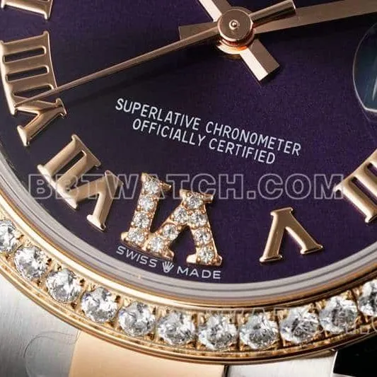 ARF FactoryRolex log 1:1super purple disc diamond bezel31mm gold three grid link 278381caseback live photo