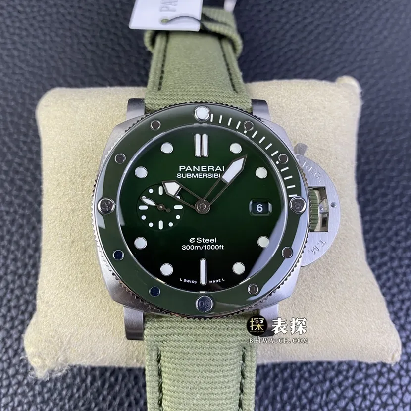 SBF factory Panerai sneak PAM012871:1super watch men's jade green dialleather strap picture and price caseback live photo
