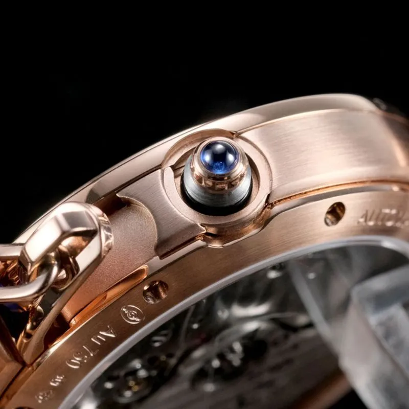 Side View of the Cartier Pasha Series Women's Automatic Mechanical Watch with White Dial and Rose Gold Case (collectible)
