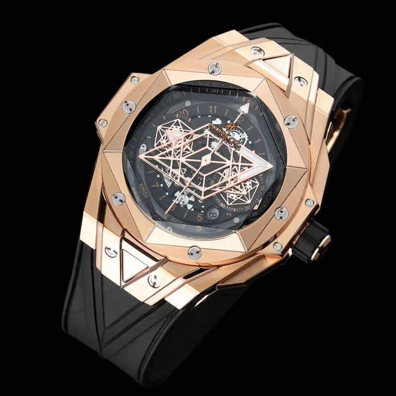 HublotHublotsuper watch new BigBangSangBleuII tattoo men's mechanical watch side view