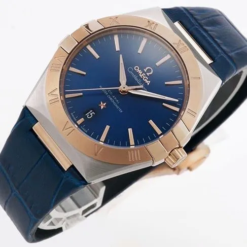 TW factory Omegatop-tier watch constellation series 39mm men's blue dial blue belt automatic movement watch leather strap picture