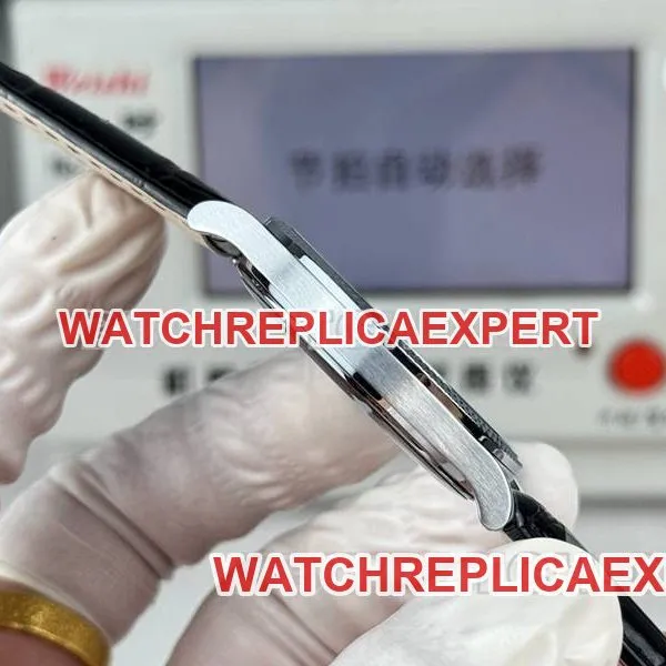 Patek Philippe collectible watch SDF factory classic silver gray plate nail pattern ring 39mmleather strap model front live photo