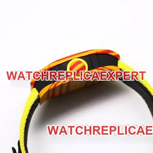 Richard Mille collectible watch BBS factory tourbillon mechanical yellow rubber braided Velcro bracelet braceletRM27-03braceletlive photos