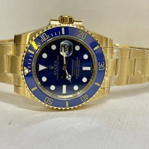 Top-tier watch Rolex men's blue dial gold belt blue Submariner automatic movement watch clasp picture