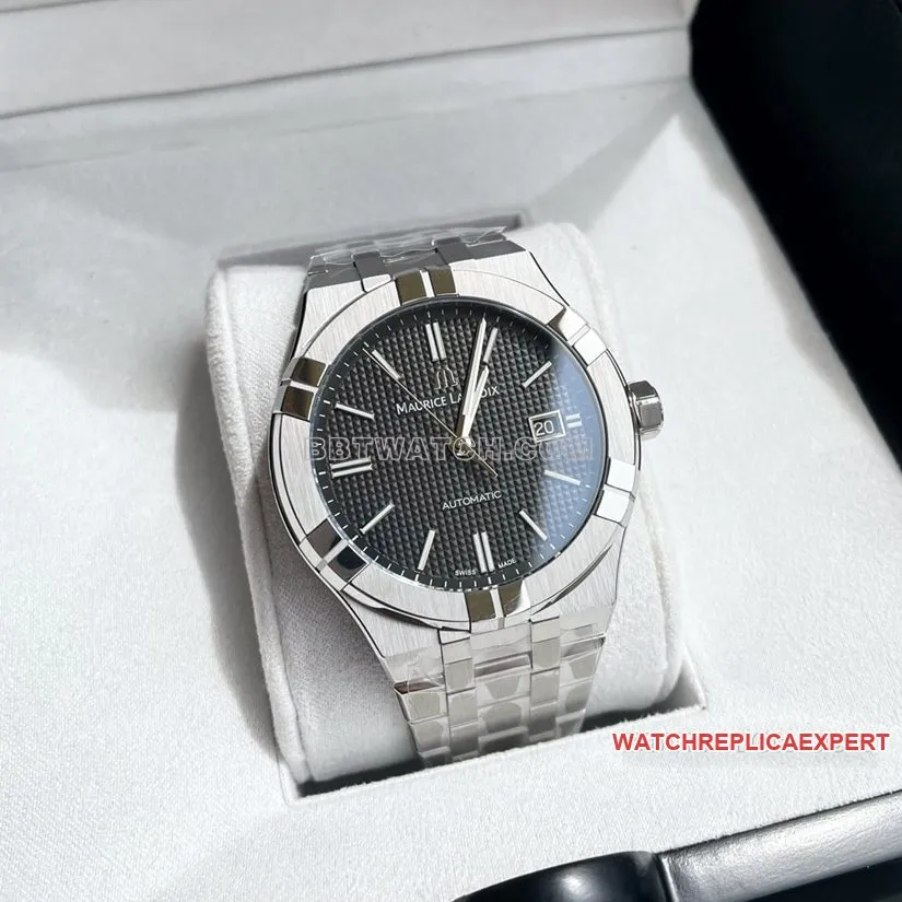 Maurice Lacroix top-tier black dial patterned Paris stud steel bracelet model AI6008 front live photo
