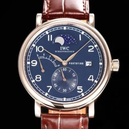 Big factory high-quality TWAIWC Portofino series blue dial IW516409 see-through bottom watch movement picture