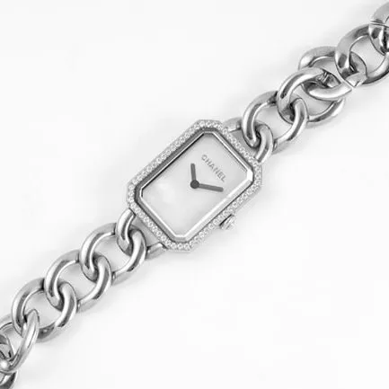 Top-tier replicaChanel women's white dialsteel braceletPremiere series quartz watch back cover picture